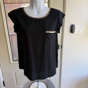 Joie Black 100% Silk Blouse with Trim XS